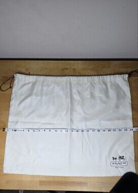 Authentic Large Coach Cream Drawstring Dust Bag Storage Pouch 24" x 19"